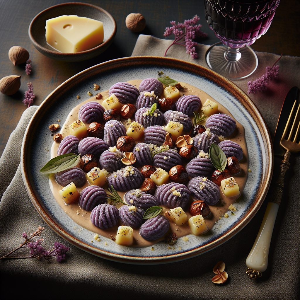 Gnocchi di Patate Viola con Fonduta di Taleggio e Nocciole Tostate: Un Delizioso Abbinamento da Provare 1 chatcmpl