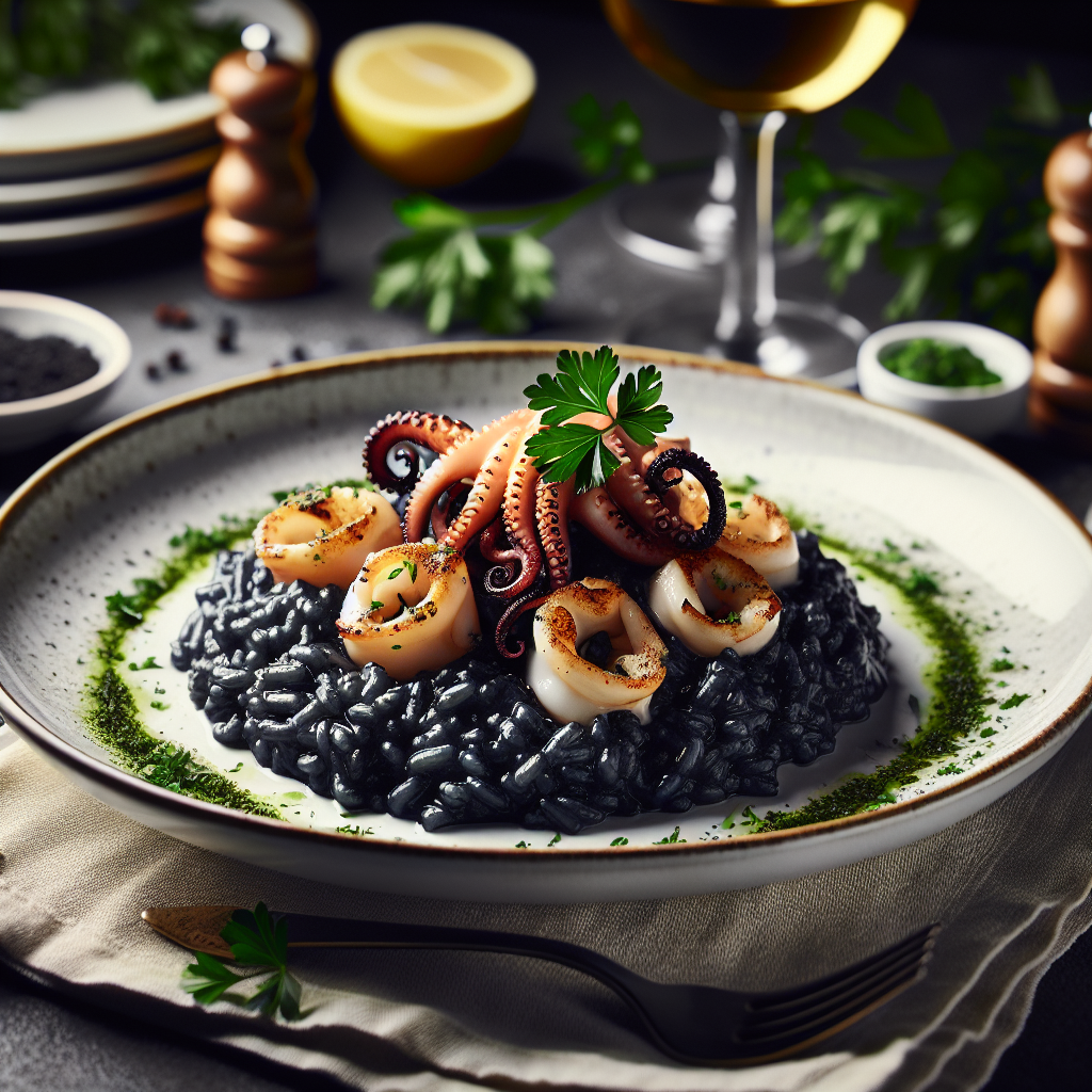 Risotto al Nero di Seppia con Calamari Scottati: Ricetta Gourmet da Provare 1 chatcmpl