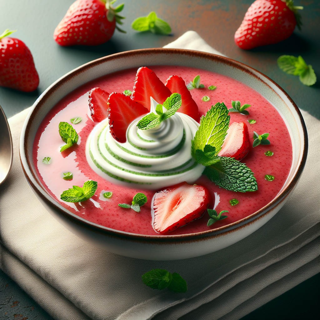 Zuppetta Fredda di Fragole con Quenelle di Mascarpone alla Menta: Un Dolce Rinfrescante per l'Estate 1 chatcmpl