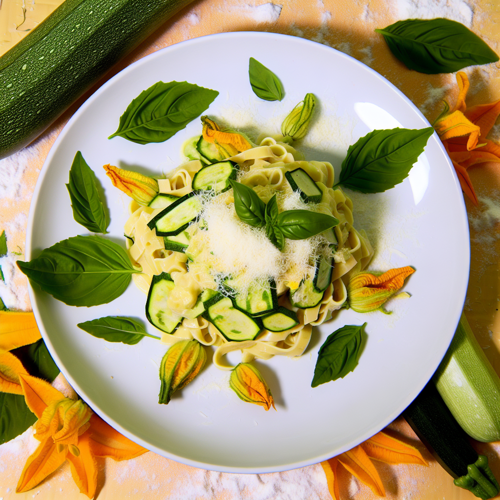 Pasta Cremosa con Fiori di Zucca e Zucchine: Il Primo Piatto Estivo Irresistibile 1 Pasta Cremosa con Fiori di Zucca e Zucchine: Il Primo Piatto Estivo Irresistibile