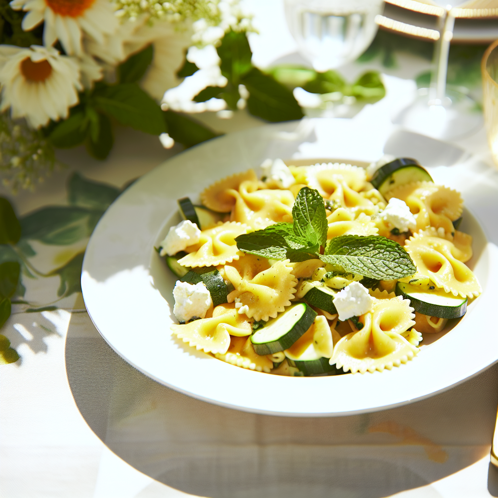 Farfalle con Zucchine, Menta e Ricotta Salata: Un Piatto Fresco e Leggero per l'Estate 1 Farfalle con Zucchine, Menta e Ricotta Salata: Un Piatto Fresco e Leggero per l'Estate