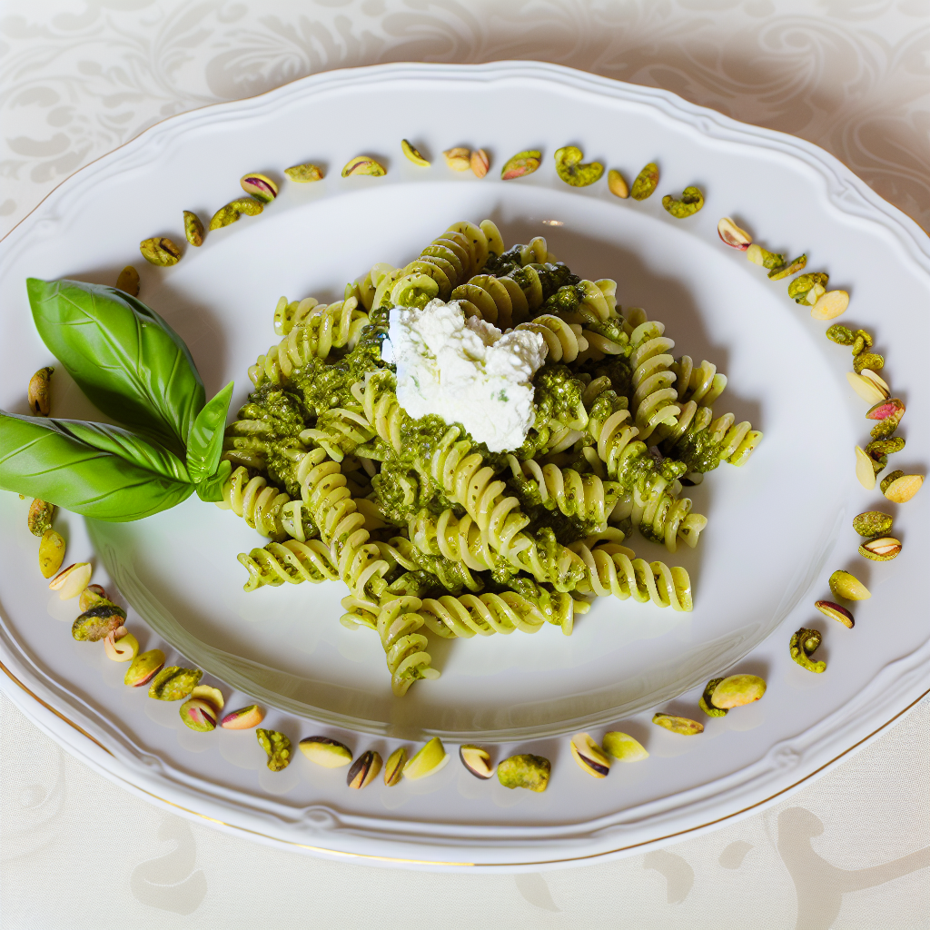 Fusilli al Pesto di Pistacchi e Ricotta Fresca: Un Quadro di Gusto per la Tua Tavola 1 Fusilli al Pesto di Pistacchi e Ricotta Fresca: Un Quadro di Gusto per la Tua Tavola
