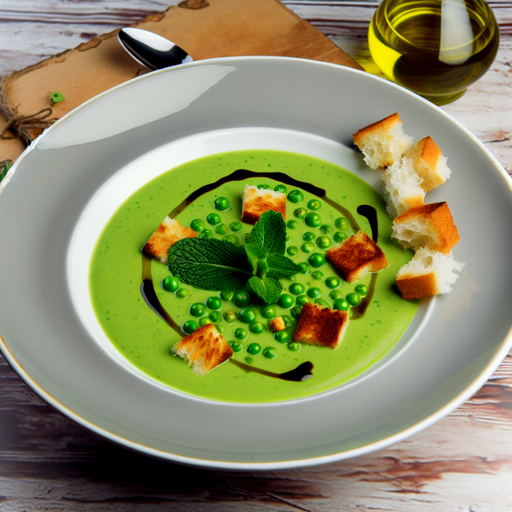 Vellutata di Piselli con Menta e Crostini: Ricetta Facile e Deliziosa 1 Vellutata di Piselli con Menta e Crostini: Ricetta Facile e Deliziosa