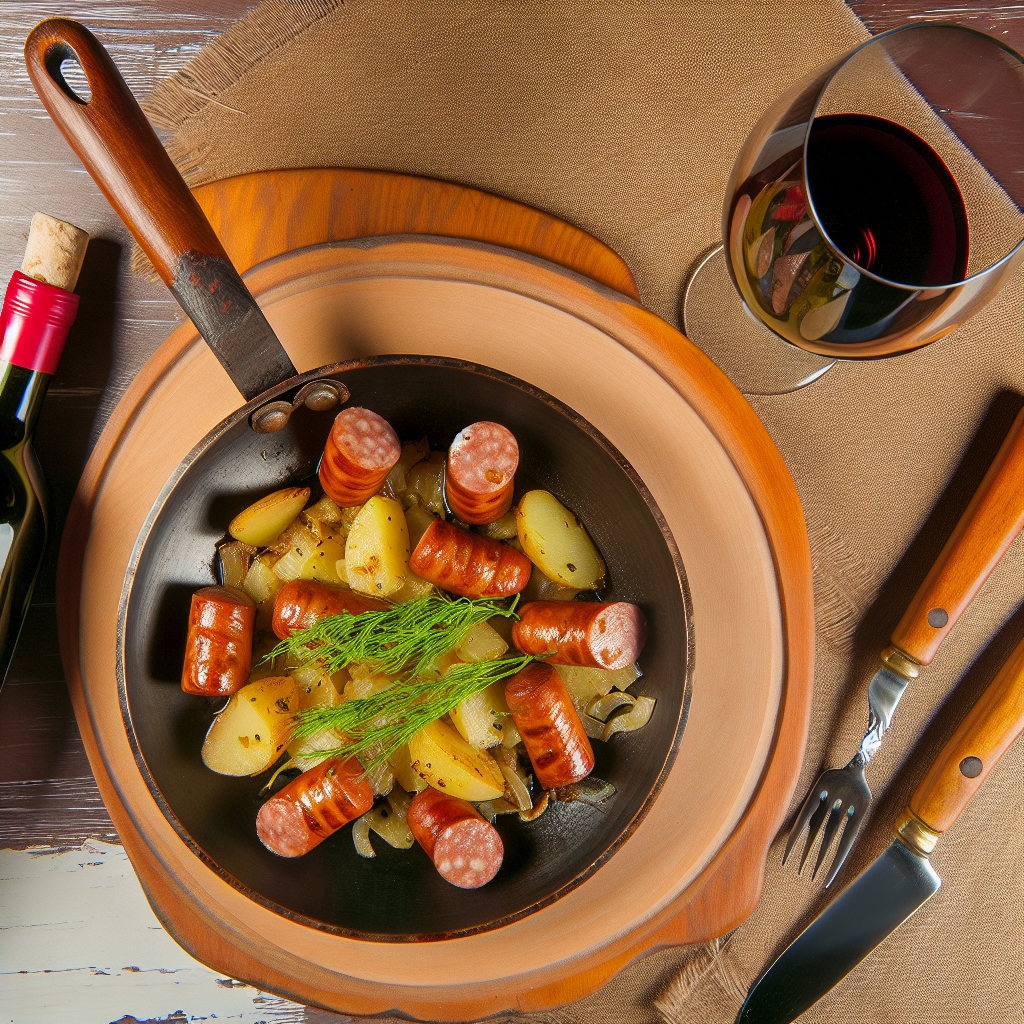 Salsicce e Patate in Padella con Vino: Un Piatto Rustico e Gustoso 1 Salsicce e Patate in Padella con Vino: Un Piatto Rustico e Gustoso