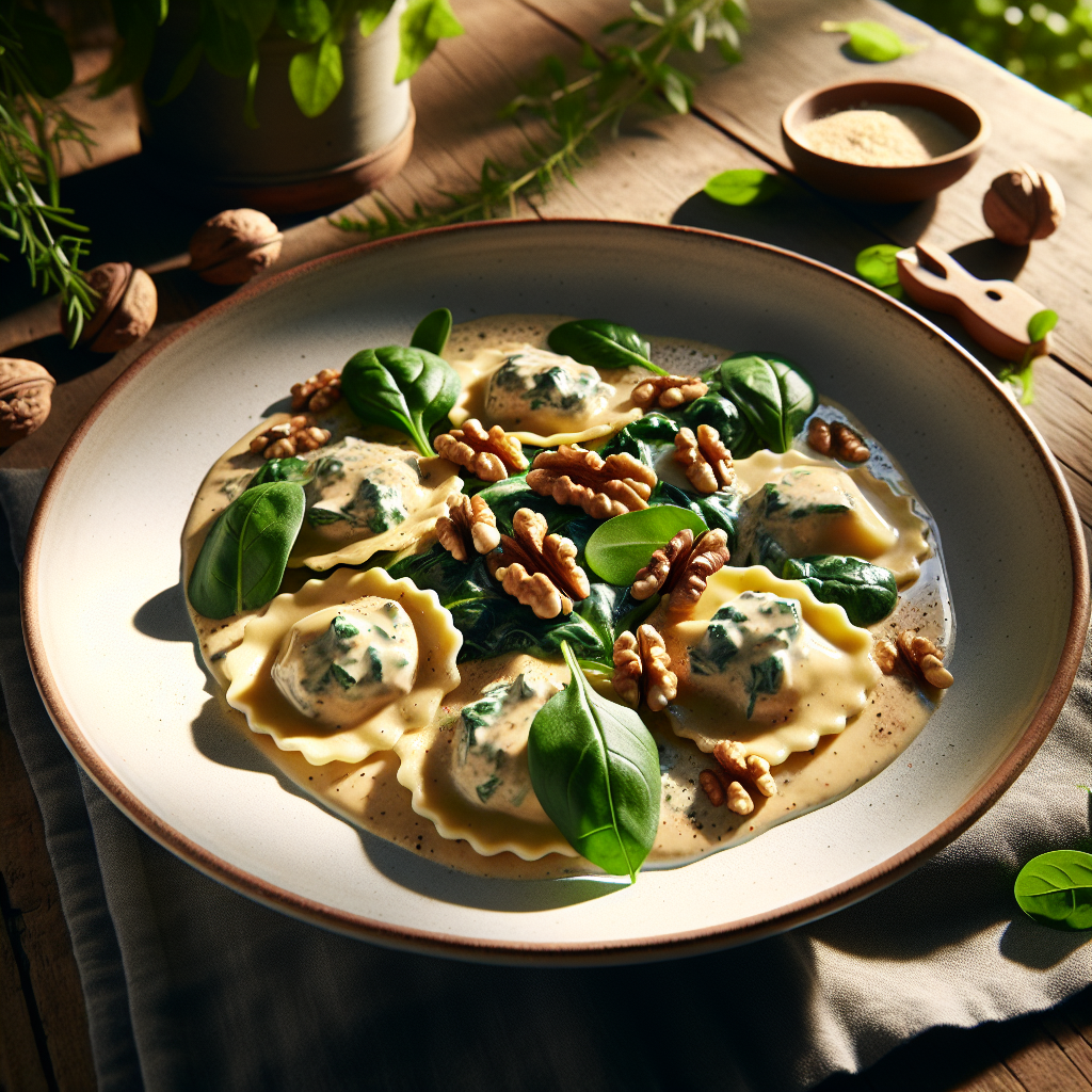 Ravioli di Ricotta e Spinaci con Crema di Noci Gourmet 1 Ravioli di Ricotta e Spinaci con Crema di Noci Gourmet