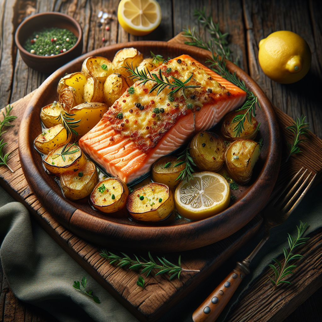 Trancio di Salmone al Forno Gratinato con Patate Deliziose 1 Trancio di Salmone al Forno Gratinato con Patate Deliziose