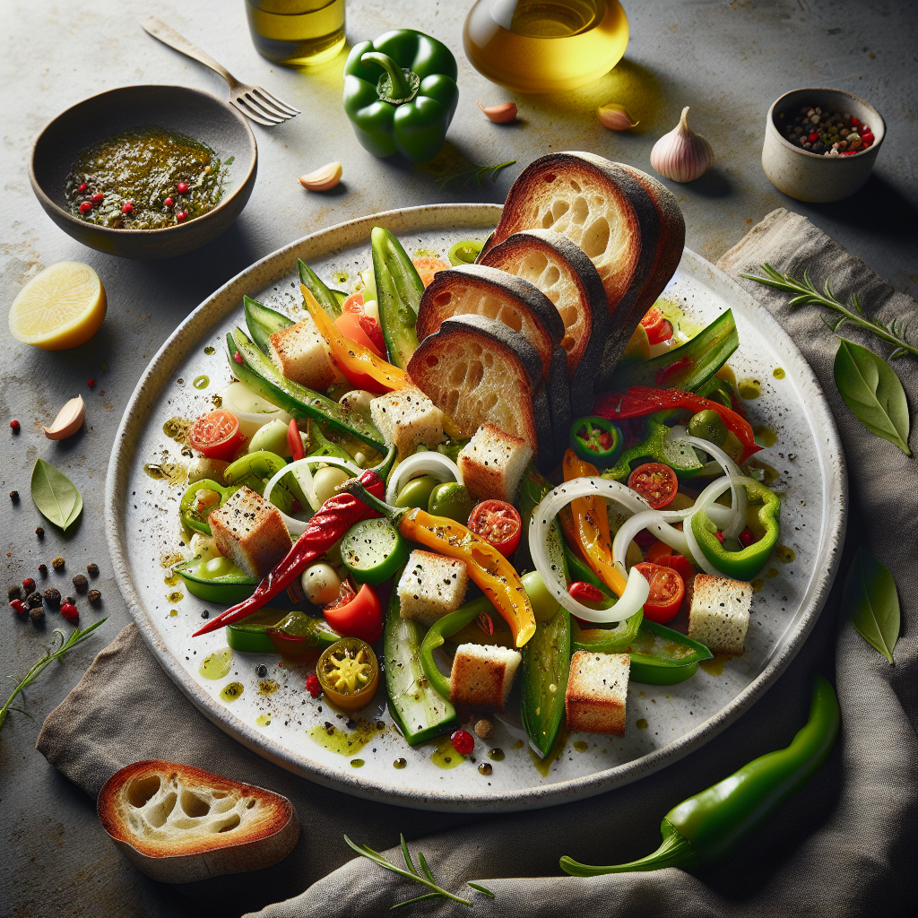 Panzanella Innovativa con Pane Aromatico e Peperoni Freschi 1 Panzanella Innovativa con Pane Aromatico e Peperoni Freschi