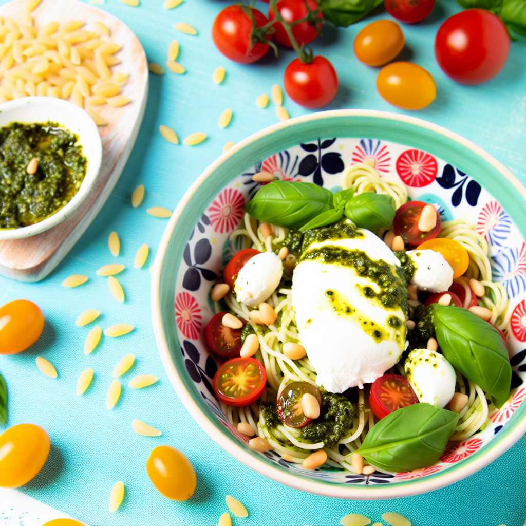 Insalata di Pasta con Burrata e Pesto: Ricetta Fresca e Gustosa per l'Estate 1 Insalata di Pasta con Burrata e Pesto: Ricetta Fresca e Gustosa per l'Estate