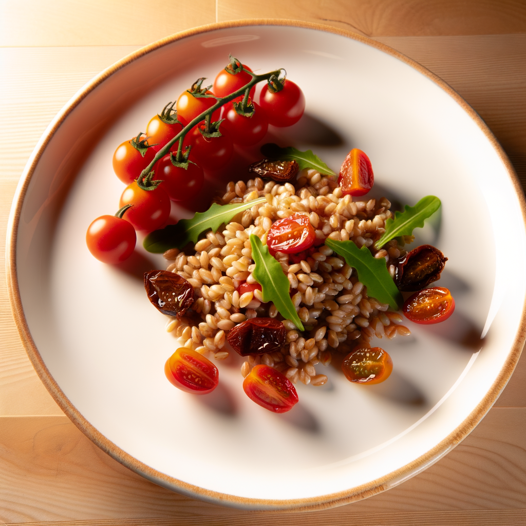 Ricetta Insalata di Farro con Pomodorini Confit: un piatto estivo leggero e gustoso! 1 ricetta insalata di farro con